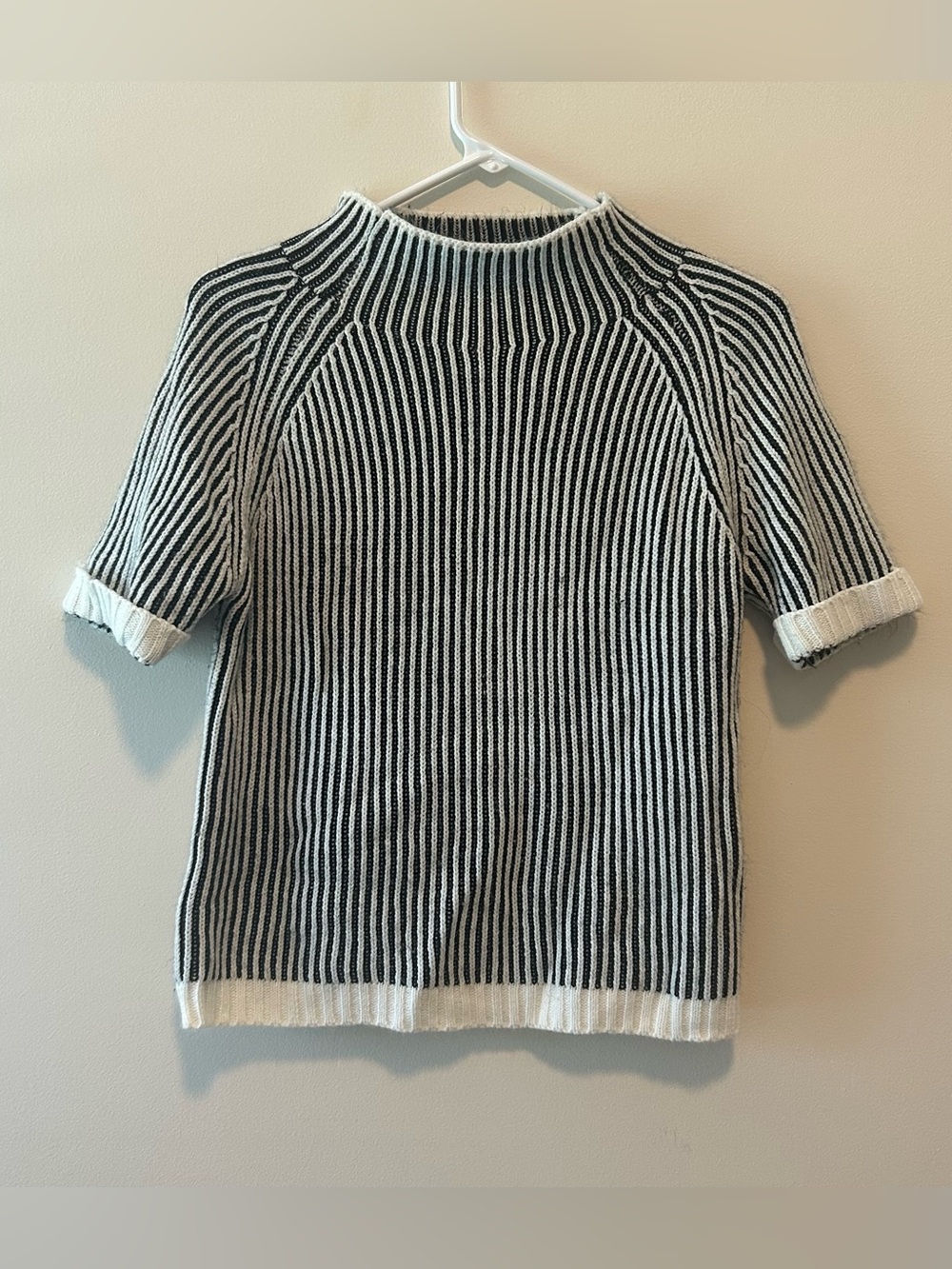 bohme Black and White Striped Short Sleeve Knit Tee
